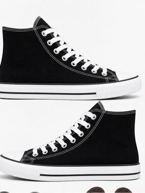 NEW Classic Black High-Top Canvas Sneakers - Unbranded men's SZ 11